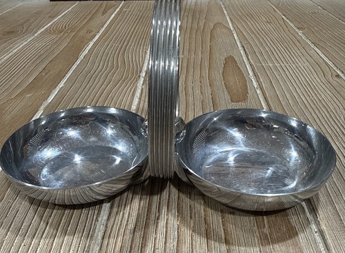 Vtg chase chrome double - chrome, dish